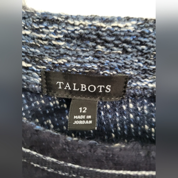 Talbots Tweed Shift Dress Womens Size 12 Gold Buttons Front Pockets Scoop Neck - Picture 2 of 3